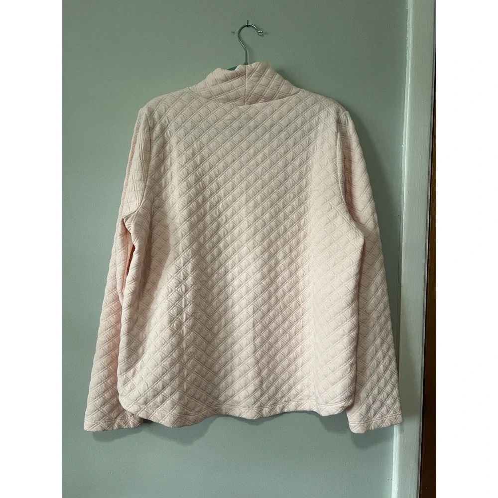 J. Crew Lightweight Sweater Mock Turtleneck Quilted Pink Preppy Women Size Large